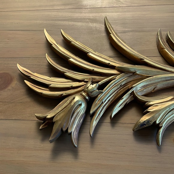 Gorgeous Vintage 1960s Gold Leaf Wall Art Sculpture Decor 42” - Picture 4 of 8